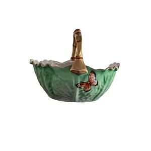 Rare Vintage Noritake Cabbage With Handle Bowl Butterfly Monarch